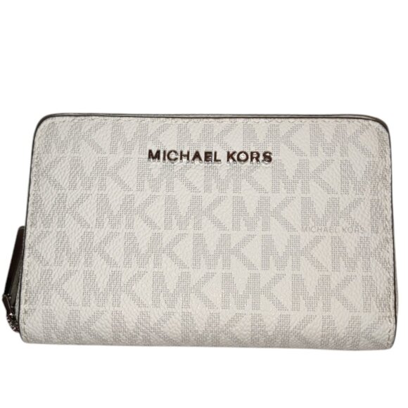 Michael Kors Jet Set Small Zip Around Card Case Wallet Gold tone